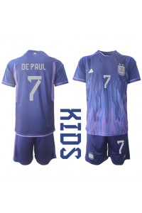 Argentinië Rodrigo de Paul #7 Babytruitje Uit tenue Kind WK 2022 Korte Mouw (+ Korte broeken)